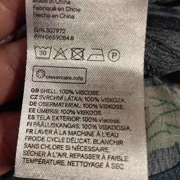 GP & J Baker x H&M Blue Floral Bird Print Midi Tea Dress Size 12 NWT - Picture 6 of 8